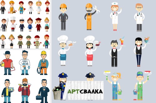 Маленькие человечки в векторе разных профессий.  | Little men in vector different professions.